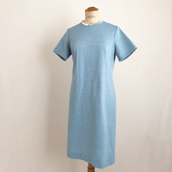 Vintage blue chambray midi 60’s dress sz: M school - Picture 5 of 5